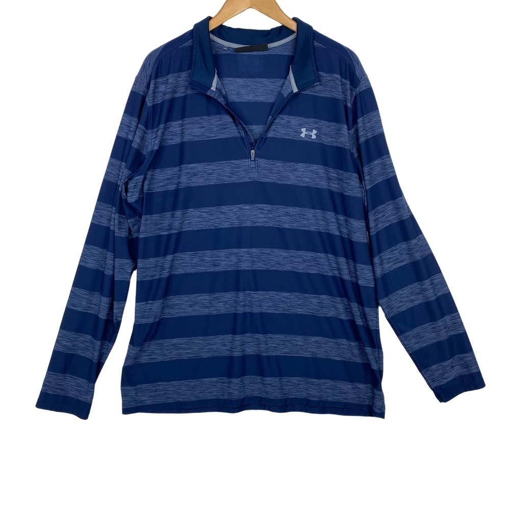 UNDER ARMOUR Men's 1/4 Zip Loose Blue Unlined Pullover Athletic Jacket Size 2XL